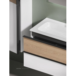 Тумба с раковиной Sancos Delta 100 см DL100RW правая, дуб светлый \/ матовый белый