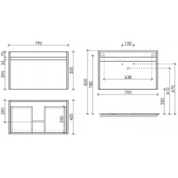 Тумба с раковиной Sancos Smart, 79 см., эмаль белый, SM80W