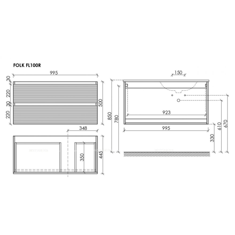 Тумба под раковину Sancos Folk 100 см FL100RW bianco