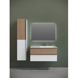 Тумба с раковиной Sancos Delta 100 см DL100RW правая, дуб светлый \/ матовый белый