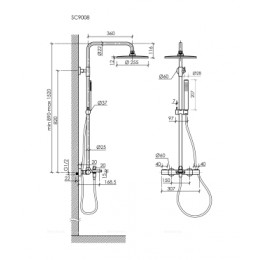Душевая стойка с термостатом и изливом SANCOS Etna
