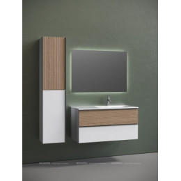 Тумба с раковиной Sancos Delta 100 см DL100RW правая, дуб светлый \/ матовый белый