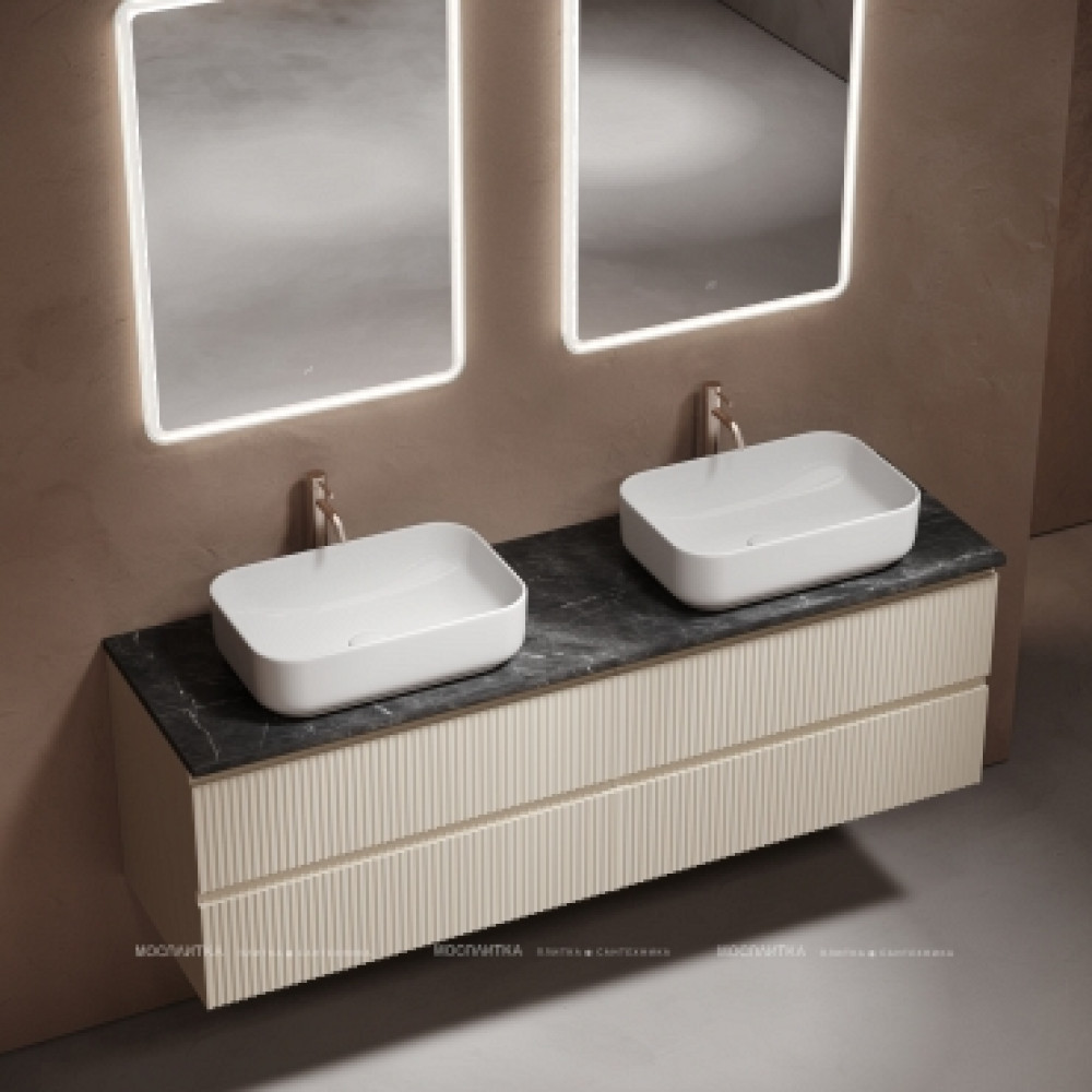 Столешница для ванной комнаты из керамогранита SANCOS Black Sky 1600х460 c отверстием под смеситель
