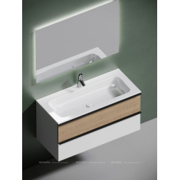 Тумба с раковиной Sancos Delta 100 см DL100W дуб светлый \/ матовый белый