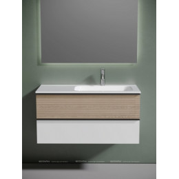 Тумба с раковиной Sancos Delta 100 см DL100RW правая, дуб светлый \/ матовый белый