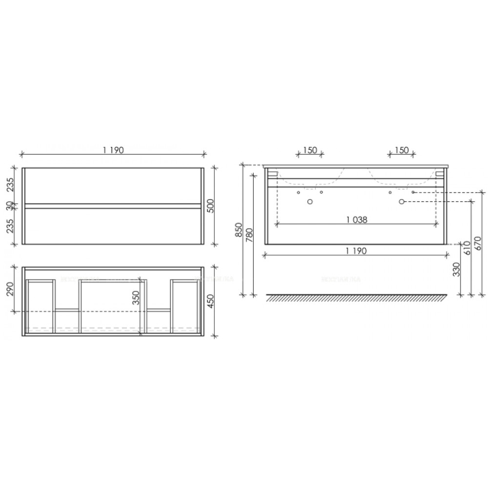 Тумба с раковиной Sancos Smart, 119 см., эмаль белый, SM120-2E