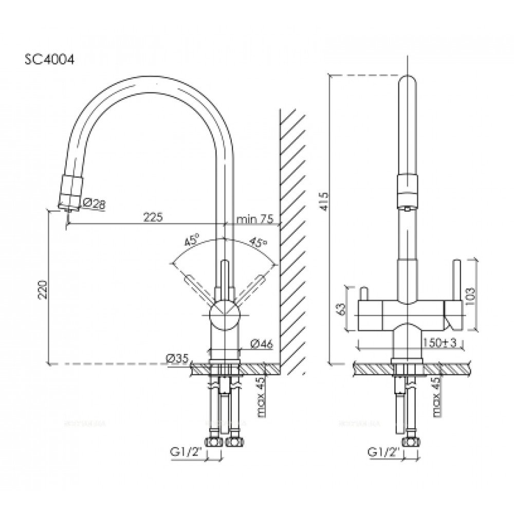 Смеситель для кухонной мойки Sancos Lucia SC4004CH глянцевый хром