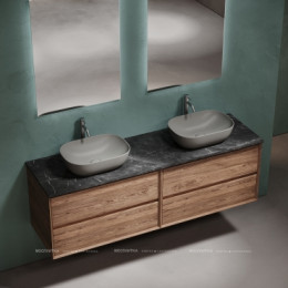 Столешница для ванной комнаты из керамогранита SANCOS Black Sky 1600х460 c отверстием под смеситель