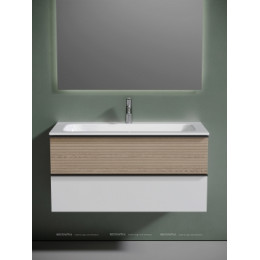 Тумба с раковиной Sancos Delta 100 см DL100W дуб светлый \/ матовый белый