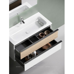 Тумба с раковиной Sancos Delta 100 см DL100W дуб светлый \/ матовый белый