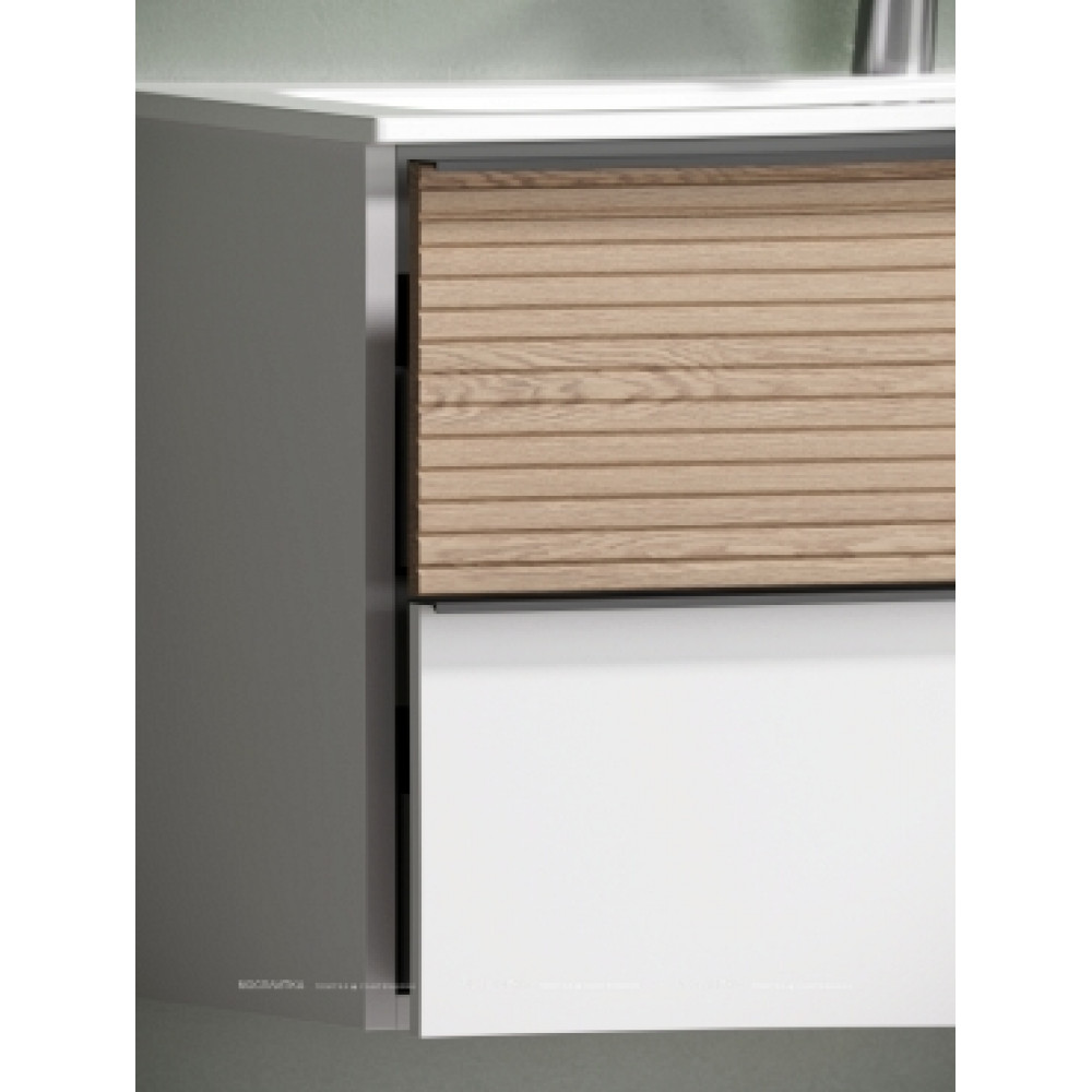 Тумба с раковиной Sancos Delta 100 см DL100W дуб светлый \/ матовый белый