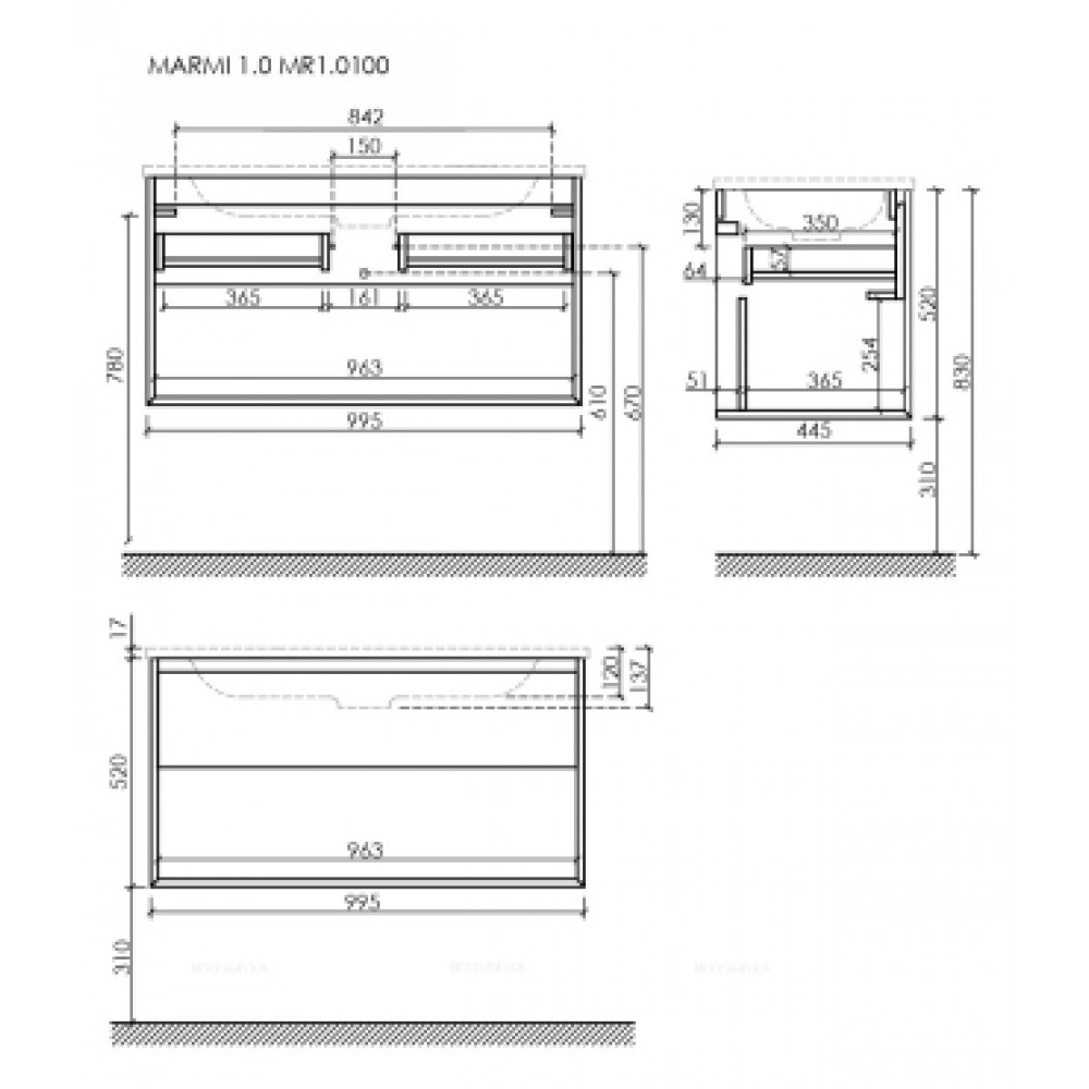Тумба с раковиной Sancos Marmi 1.0 100 см MR1.0100EG дуб галифакс натуральный