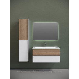 Тумба с раковиной Sancos Delta 100 см DL100W дуб светлый \/ матовый белый