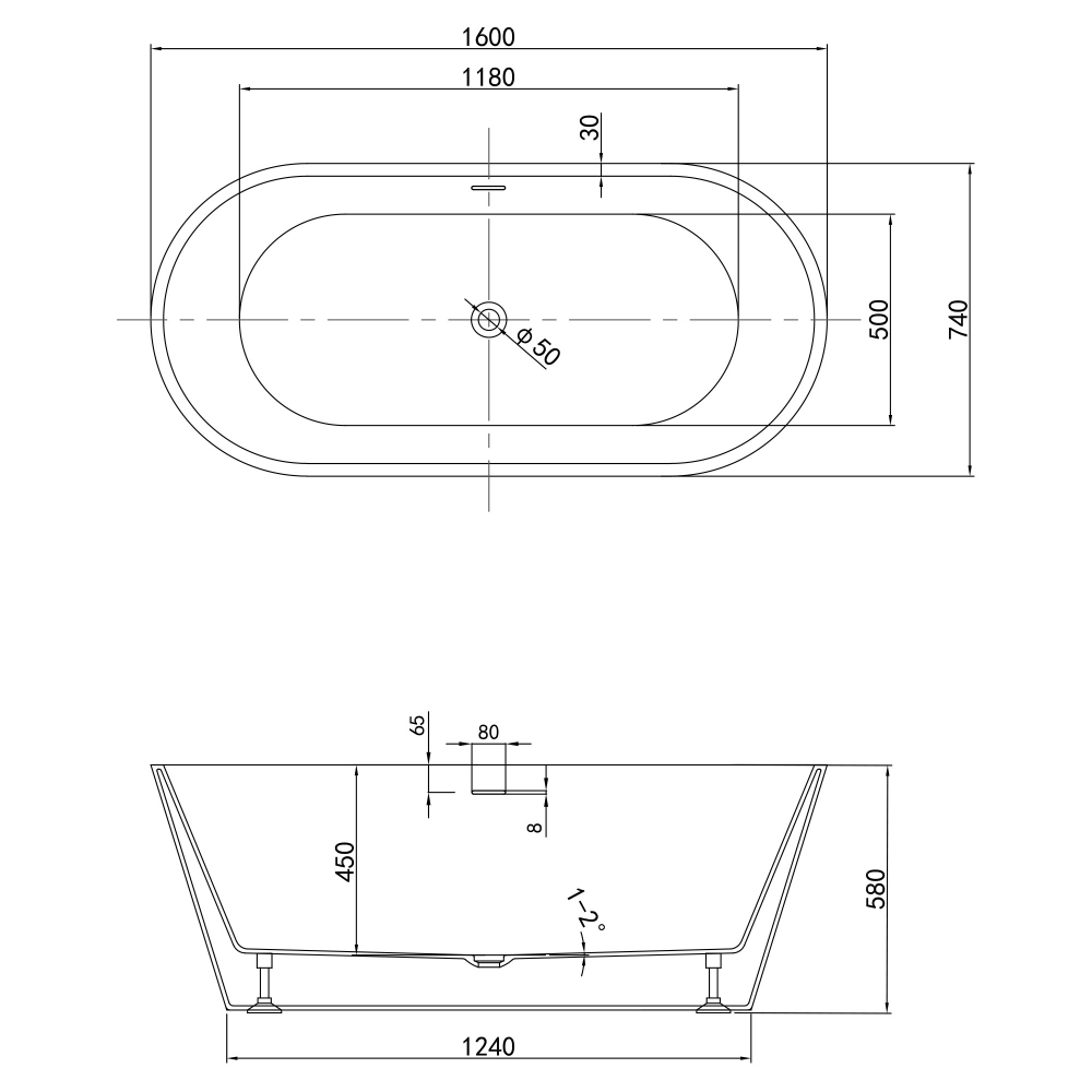 Акриловая ванна ABBER AB9320-1.6 белая