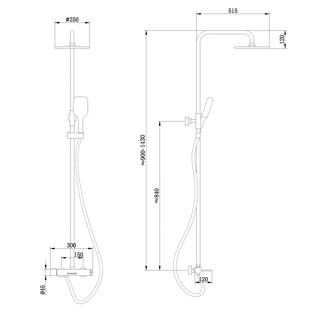 Душевая стойка с изливом, никель, ABBER Emotion AF8816NGL