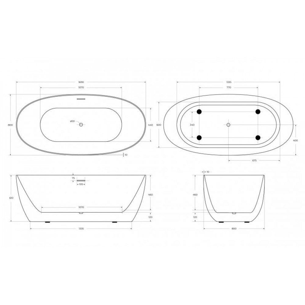 Ванна акриловая отдельностоящая BelBagno ВВ414