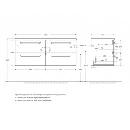 Мебель для ванной CEZARES ECO-CER-N с четырьмя ящиками и двумя чашами 120, 140 см