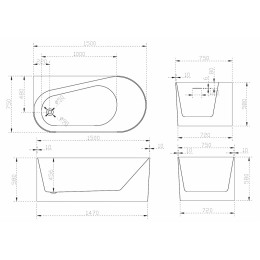 Акриловая ванна ABBER AB9496-1.5 L белая