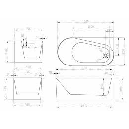 Акриловая ванна ABBER AB9496-1.5 R белая