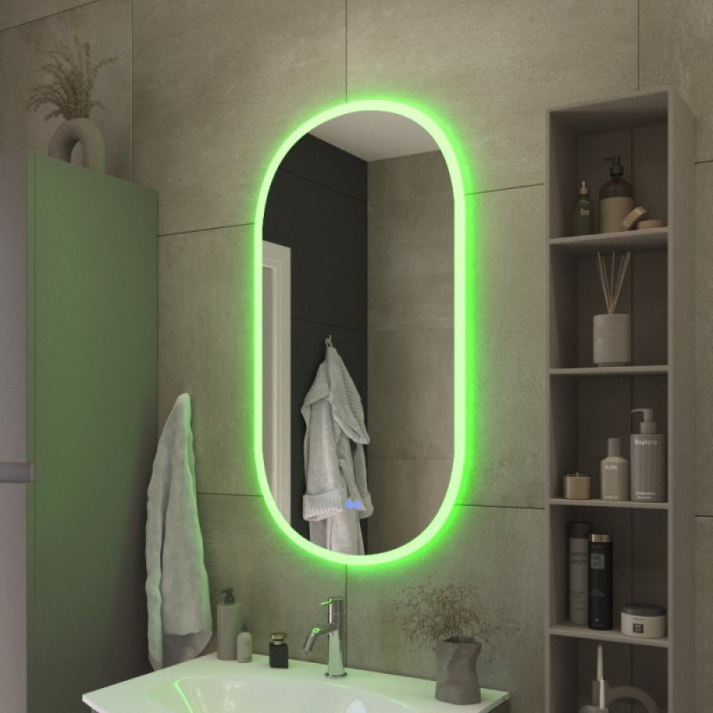 Зеркало ELLISSE с контурной разноцветной подсветкой RGB и сенсорным выключателем
