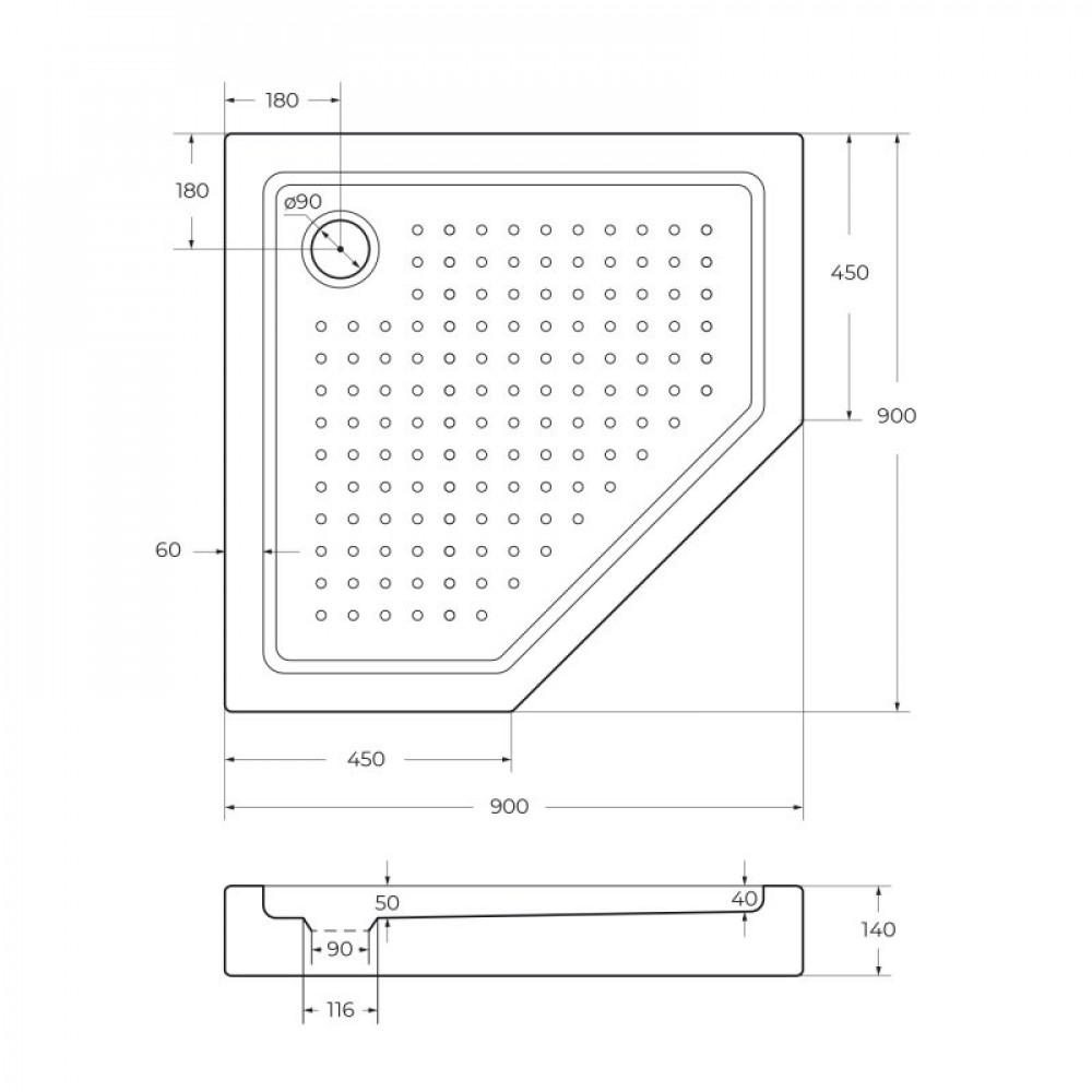 АКРИЛОВЫЙ ПОДДОН CEZARES TRAY-A-P-15-W