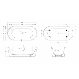 Ванна акриловая отдельностоящая BelBagno BB416-2000-850