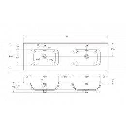 Мебель для ванной CEZARES ECO-CER-N с четырьмя ящиками и двумя чашами 120, 140 см