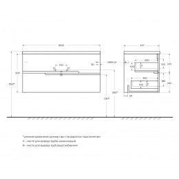 Мебель для ванной CEZARES DUET-N  с двумя ящиками 100, 120 см. левосторонняя и правосторонняя