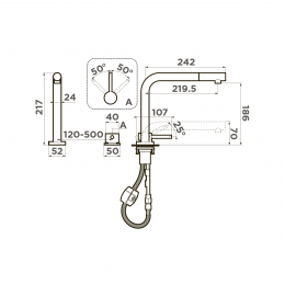 Смеситель для кухни Omoikiri Nara-S-GB латунь/графит