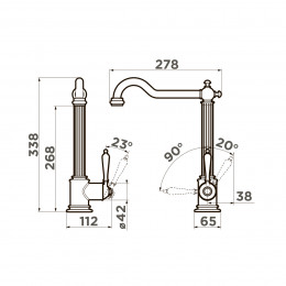 Смеситель для кухни Omoikiri Toshima-AB-022 латунь/античная латунь