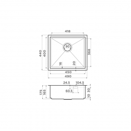 Кухонная мойка Omoikiri Kasen 49-16-INT-GM нерж. сталь/вороненая сталь