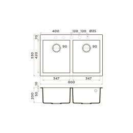 Кухонная мойка Omoikiri Bosen 80-2-BL Tetogranit/черный