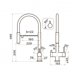 Смеситель для кухни Omoikiri Kanto-GM-BL латунь/вороненая сталь/черный