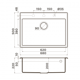 Кухонная мойка Omoikiri Tedori 68-PL Tetogranit/платина