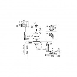 Арматура для одночашевых моек с универсальным прямоугольным переливом Omoikiri WK-1-UN-GM