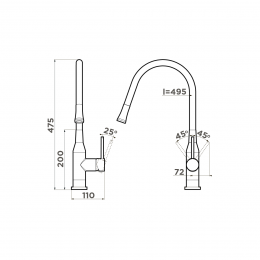 Смеситель для кухни Omoikiri Yatomi-BN-BL латунь/нержавеющая сталь/черный