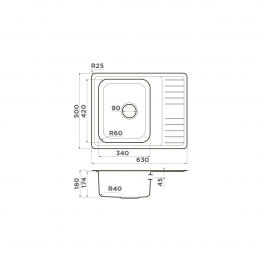 Кухонная мойка Omoikiri Sagami 63-IN нерж. сталь/нержавеющая сталь