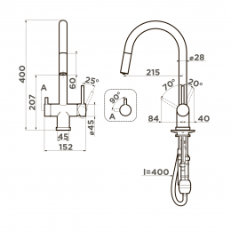 Смеситель для кухни Omoikiri Akita-S-TO латунь/toscana