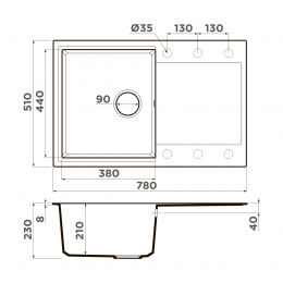 Кухонная мойка Omoikiri Daisen 78T-SA Tetogranit/бежевый
