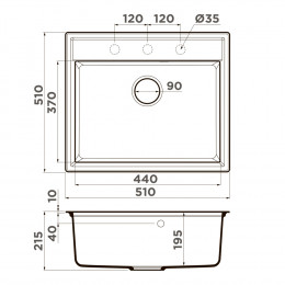 Кухонная мойка Omoikiri Daisen 51-ES Artgranit/espresso