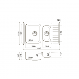 Кухонная мойка Omoikiri Sagami 79-2-IN нерж. сталь/нержавеющая сталь