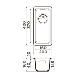 Кухонная мойка Omoikiri Kata 20-U-BL Artgranit/черный
