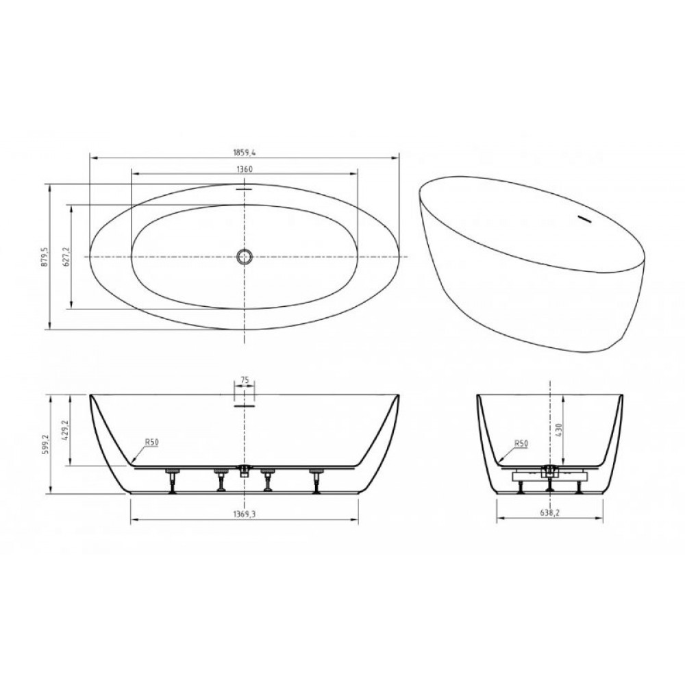 Ванна акриловая отдельностоящая BelBagno BB707