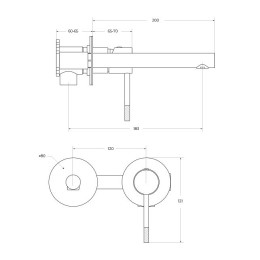 Смеситель для раковины встраиваемый с внутренней частью, без донного клапана CEZARES RELAX-BLI2-2-W0