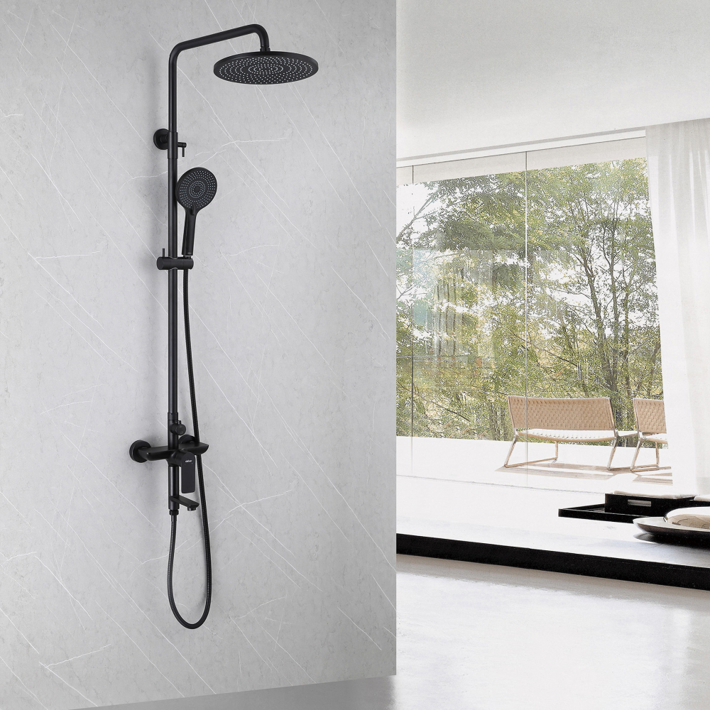 Душевая стойка с изливом, черная матовая, ABBER Weiss Insel AF8016NB