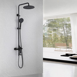 Душевая стойка с изливом, черная матовая, ABBER Weiss Insel AF8016NB