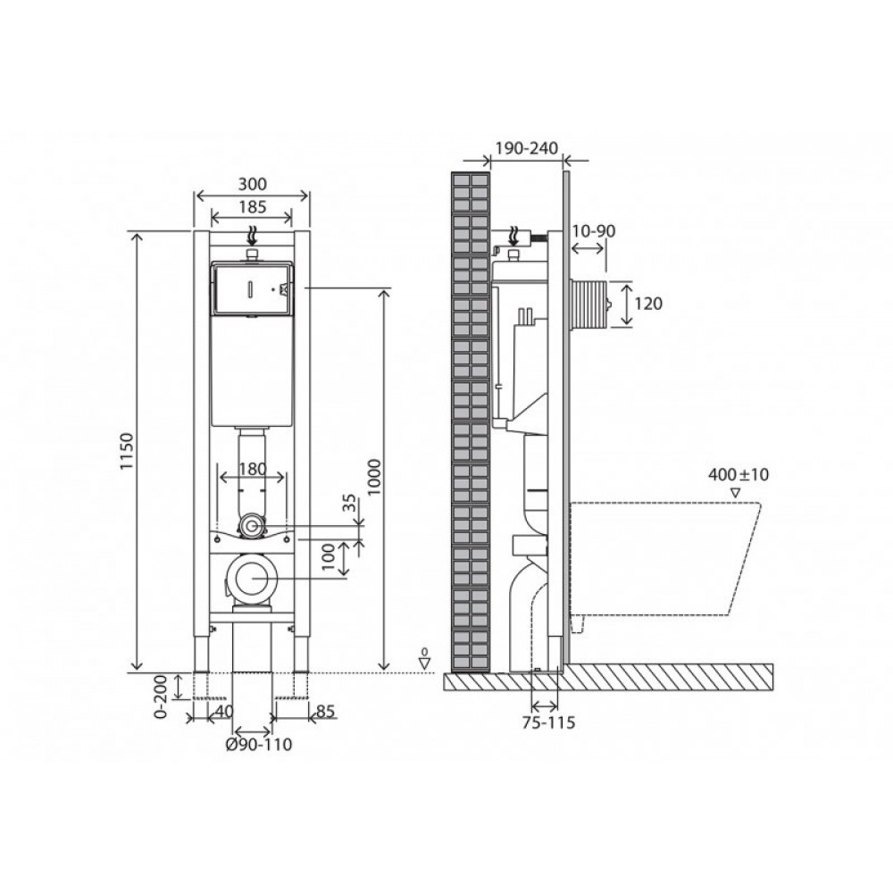 Инсталляция для подвесного унитаза BELBAGNO BB003-30