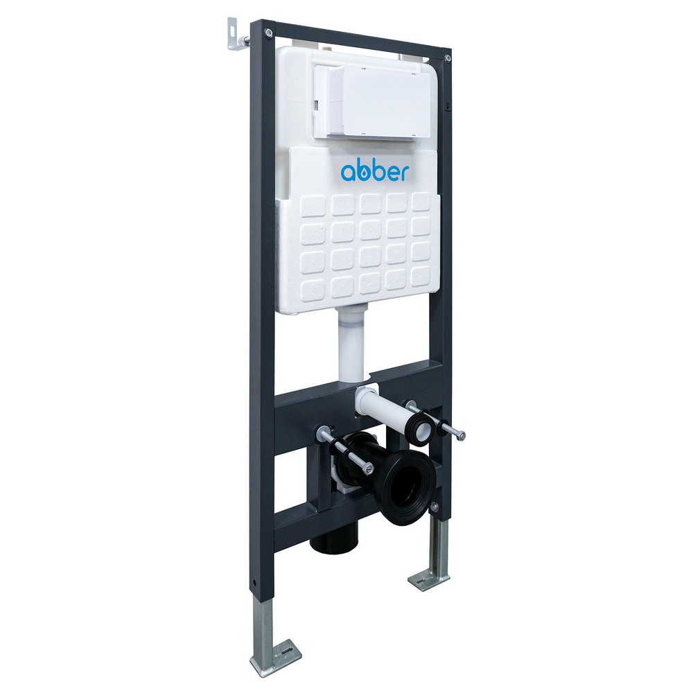 Комплект подвесной унитаз ABBER Rechteck AC1201MB черный матовый с инсталляцией AC0105 и кнопкой AC0121MMG золото матовое
