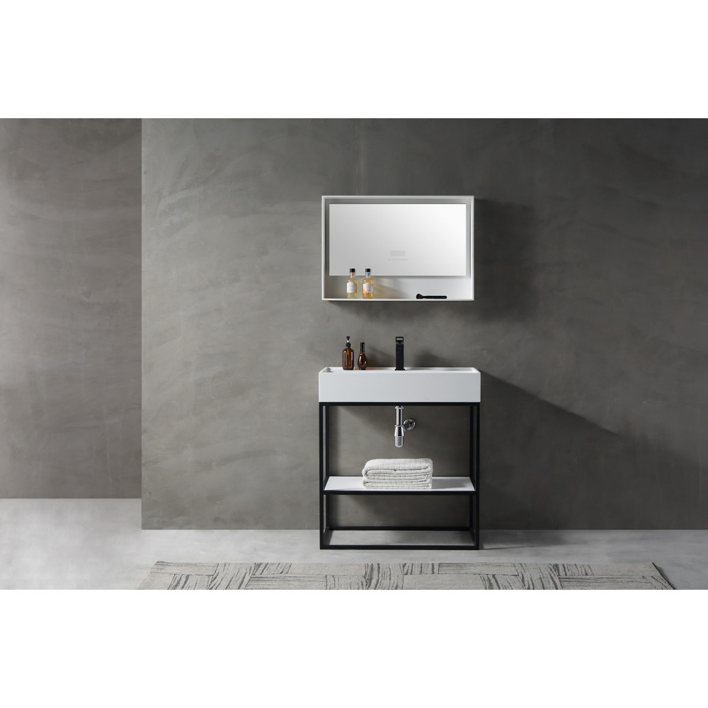 Консоль с раковиной ABBER Stein AS2630 напольная, белая матовая