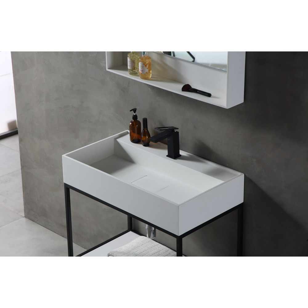 Консоль с раковиной ABBER Stein AS2630 напольная, белая матовая